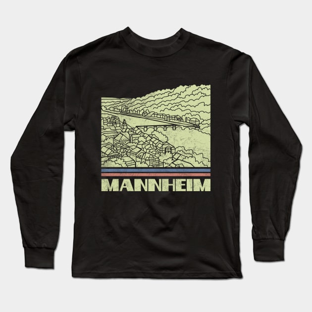 Mannheim City Gift Germany City Silhouette Skyline Deutschland Long Sleeve T-Shirt by NickDezArts